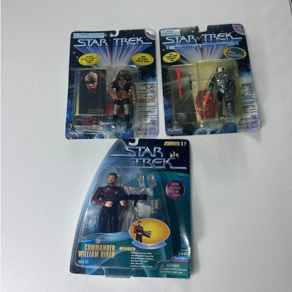 Vintage Star Trek‎ Playmates 90s Action Figure Riker Kurn Borg 16252 6441 Lot 3